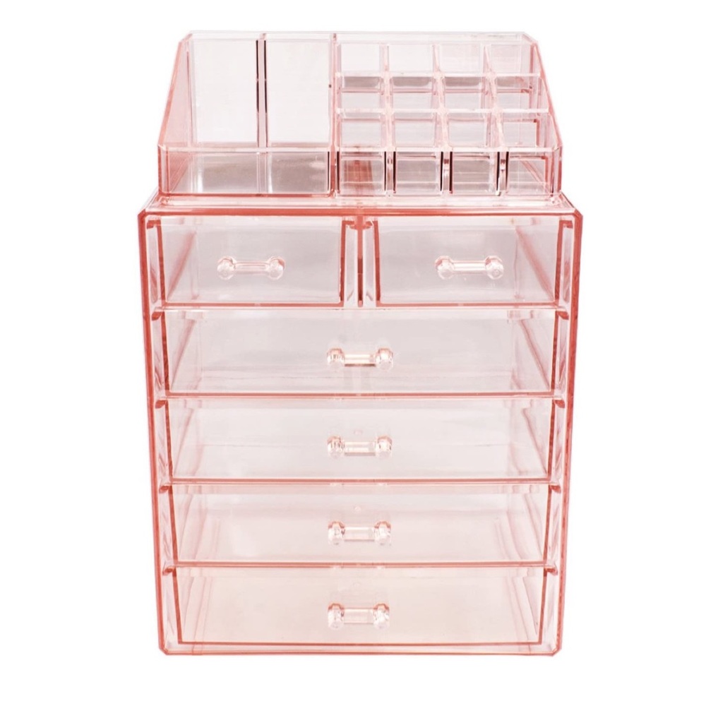 Makeup Storage Case Display Spacious Design (Pink)
